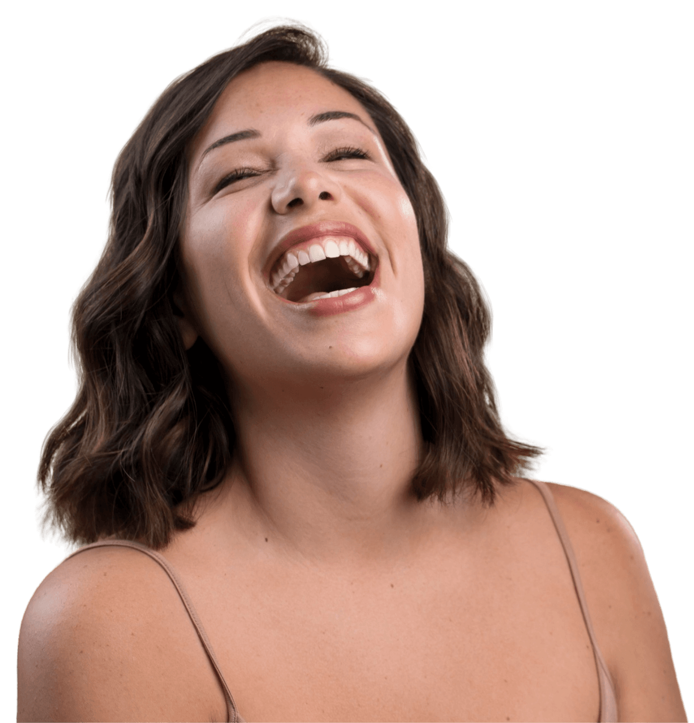 Woman laughing with a bright, confident smile